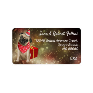 Cute Pug bulldog bandanna red box festive custom Label