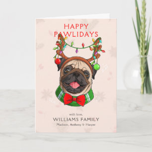 Cute Pug Christmas Card