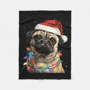 Cute Pug Christmas Fleece Blanket