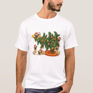 Cute Pug Christmas Tree Scene – Funny Holiday Dogs T-Shirt