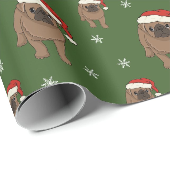 Cute Pug Christmas Wrapping Paper (Roll Corner)