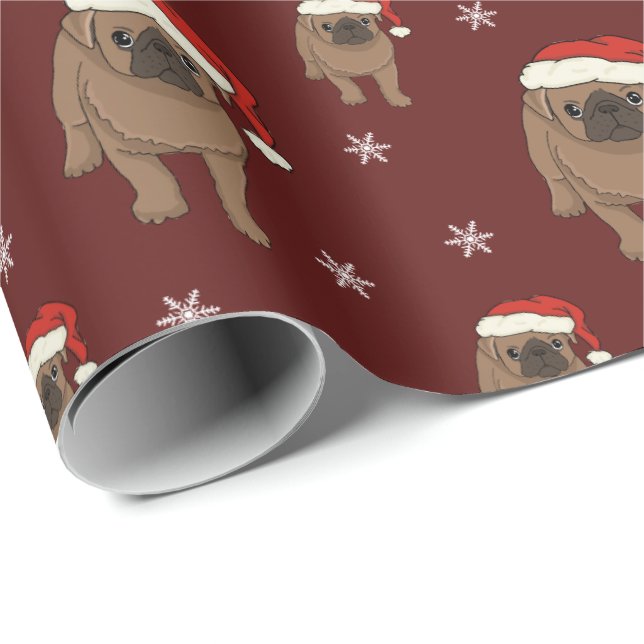Cute Pug Christmas Wrapping Paper (Roll Corner)
