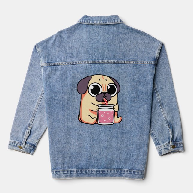 Cute Pug Denim Jacket (Back)