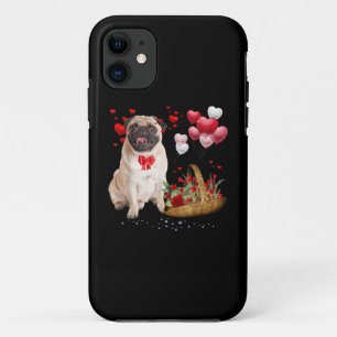 Cute Pug Dog Balloon Heart Valentine's Day iPhone 11 Case