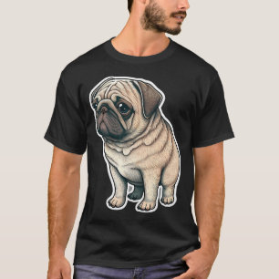 Cute Pug Dog Big Eyes Fun Animal Design T-Shirt