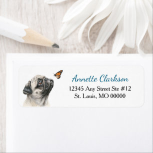 Cute Pug Dog Butterfly Wonder Return Address