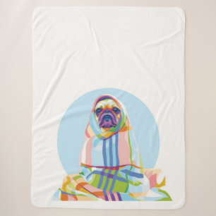 Cute Pug Dog Colourful In Blanket