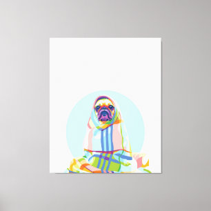 Cute Pug Dog Colourful In Blanket Canvas Print