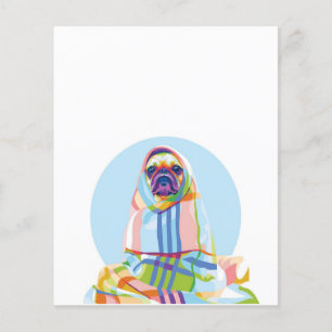 Cute Pug Dog Colourful In Blanket Flyer