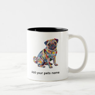 Cute Pug Dog Design Two-Tone Coffee Mug
