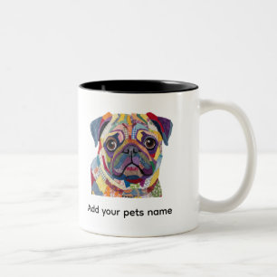 Cute Pug Dog Design  Two-Tone Coffee Mug
