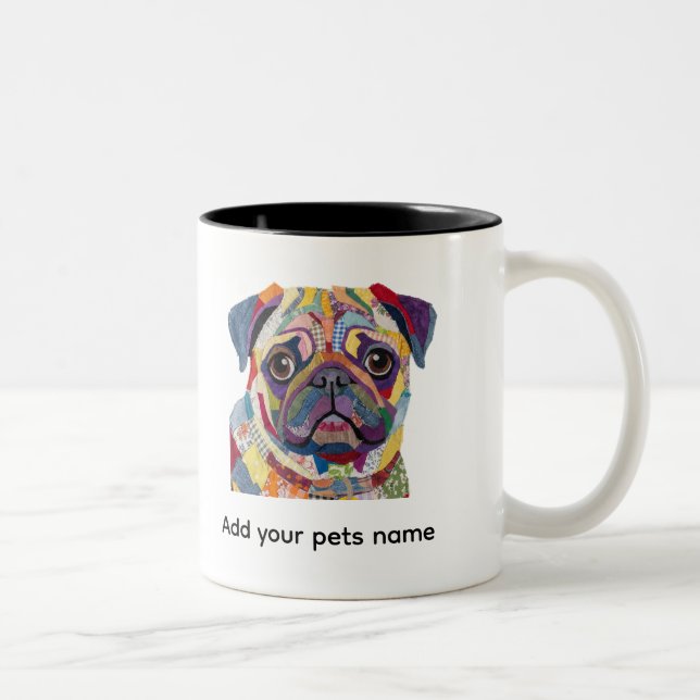 Cute Pug Dog Design  Two-Tone Coffee Mug (Right)