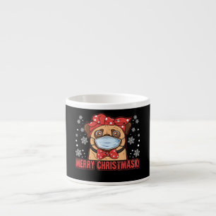 Cute Pug Dog Face Mask Merry Christmas Espresso Cup