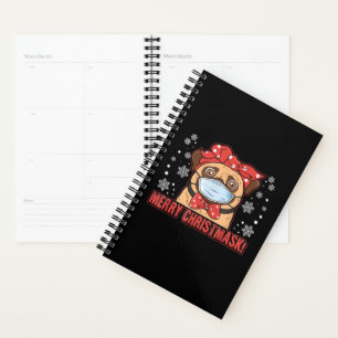 Cute Pug Dog Face Mask Merry Christmas Planner