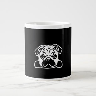 Cute Pug Dog Face Sketch   Pug Lovers Large Coffee Mug