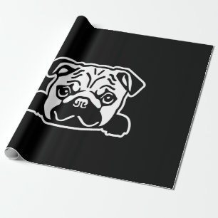 Cute Pug Dog Face Sketch Pug Lovers Wrapping Paper