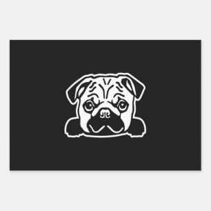 Cute Pug Dog Face Sketch Pug Lovers Wrapping Paper Sheet