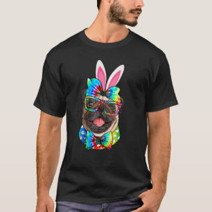 Cute Pug Dog Face Tie Dye Glasses Headband Happy E T-Shirt