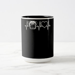 Cute Pug Dog Heartbeat Love Pug Dog Two-Tone Coffee Mug