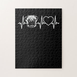 Cute Pug Dog Heartbeat Lovely Pug Dog Jigsaw Puzzle