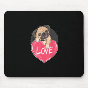 Cute Pug Dog Hearts Pug Valentine's Gift Mouse Mat