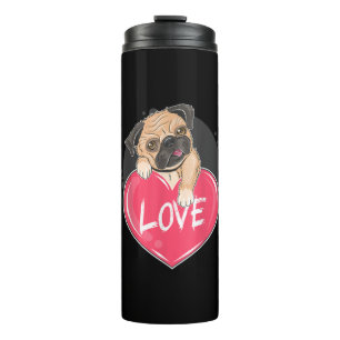Cute Pug Dog Hearts Pug Valentine's Gift Thermal Tumbler