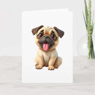 Cute Pug Dog Holiday Card