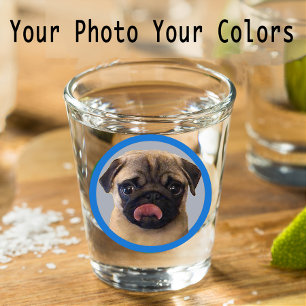 Cute Pug Dog Lover Photo Blue Stocking Stuffer  Shot Glass