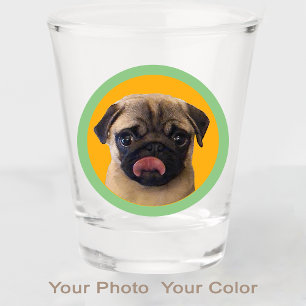 Cute Pug Dog Lover Photo Orange Stocking Stuffer  Shot Glass