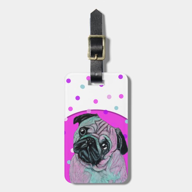 Cute pug dog luggage tag (Front Vertical)