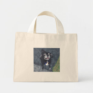 Cute Pug Dog Outside Painting Tote Bags