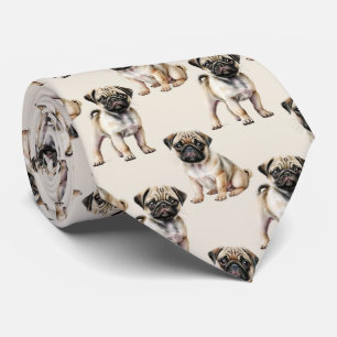 Cute Pug Dog Pattern Tie
