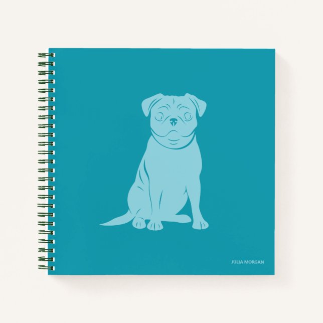 Cute Pug Dog Personalised Custom Notebook (Front)
