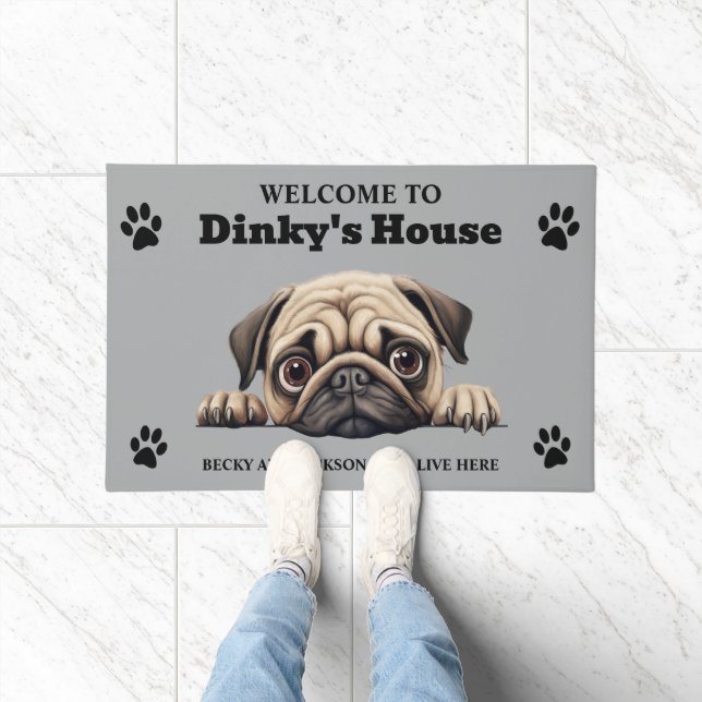 Cute Pug Dog Photo Doormat (Indoor)
