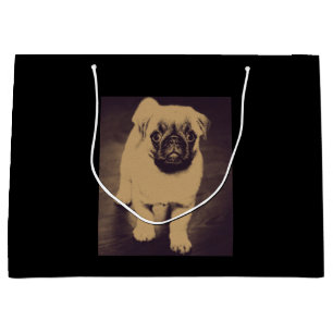 Cute Pug Dog Portrait Large Gift Bag