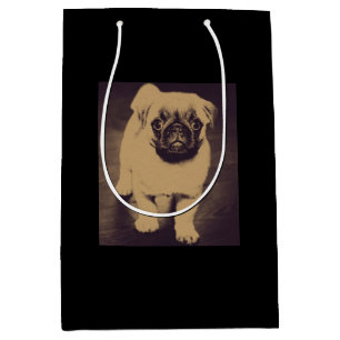 Cute Pug Dog Portrait Medium Gift Bag