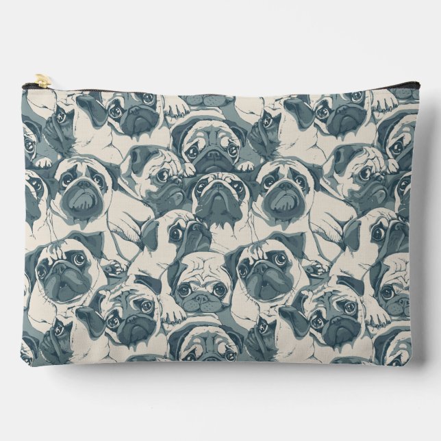 Cute Pug Dog Seamless Pattern Accessory Pouch (Front)