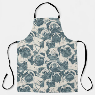 Cute Pug Dog Seamless Pattern Apron