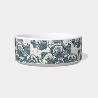 Cute Pug Dog Seamless Pattern Bowl