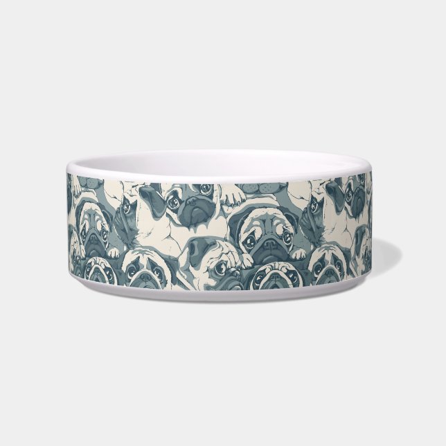 Cute Pug Dog Seamless Pattern Bowl (Front)
