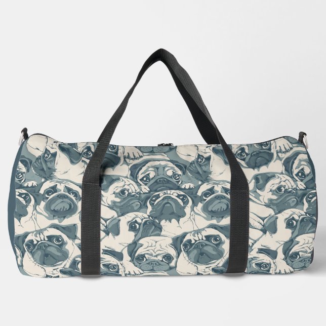 Cute Pug Dog Seamless Pattern Duffle Bag (Front)