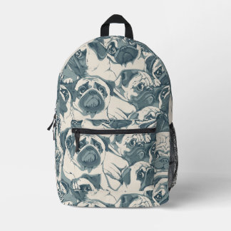 Cute Pug Dog Seamless Pattern Printed Backpack
