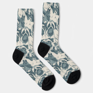 Cute Pug Dog Seamless Pattern Socks