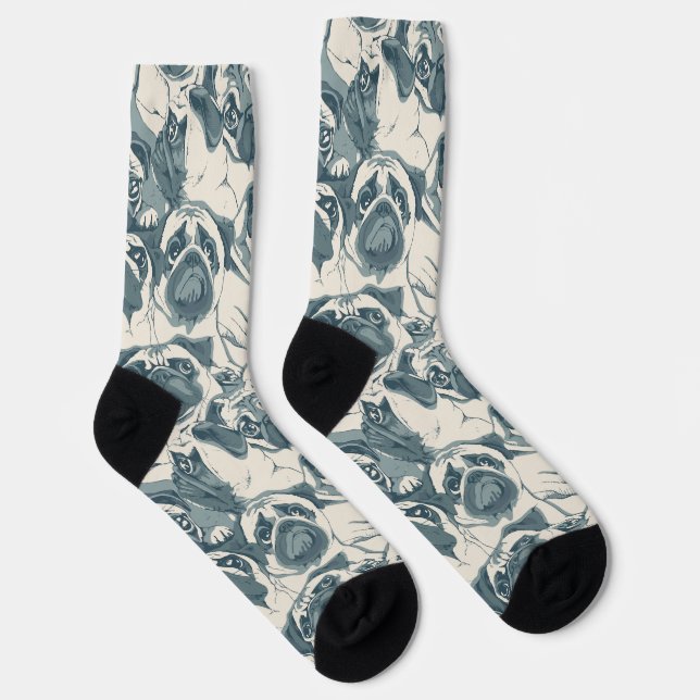 Cute Pug Dog Seamless Pattern Socks (Right)