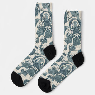 Cute Pug Dog Seamless Pattern Socks