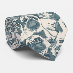 Cute Pug Dog Seamless Pattern Tie