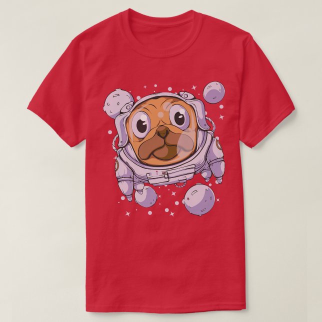 Cute Pug dog space astronaut illustration  T-Shirt (Design Front)