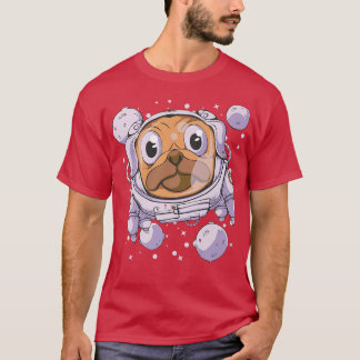 Cute Pug dog space astronaut illustration  T-Shirt