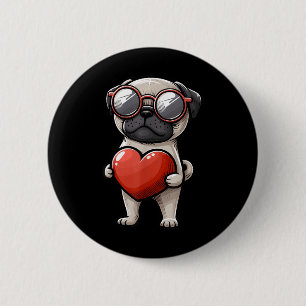 Cute Pug Dog Valentines Day February 14th Toddler 6 Cm Round Badge