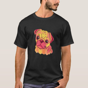 Cute Pug Dog Watercolor for Dog Colourful Pop Styl T-Shirt